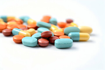 Pills on White Background - Medication Concept