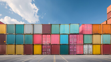 Fototapeta premium Port full of containers ready to be transported all over the world.