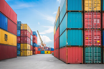 Fototapeta premium Port full of containers ready to be transported all over the world.