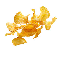 Fototapeta premium Natural potato chips isolated on transparent background