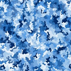 Camouflage texture, navy-blue, medium-blue, light-blue, white background pattern