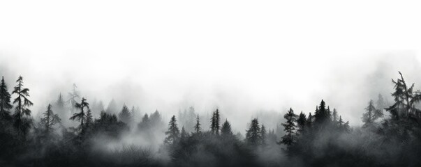 Mysterious Black Mist - Moody Fog Frame on a White Backdrop for Creative Design Use