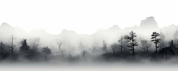 Mysterious Dark Mist on Pristine White - Abstract Foggy Border Background
