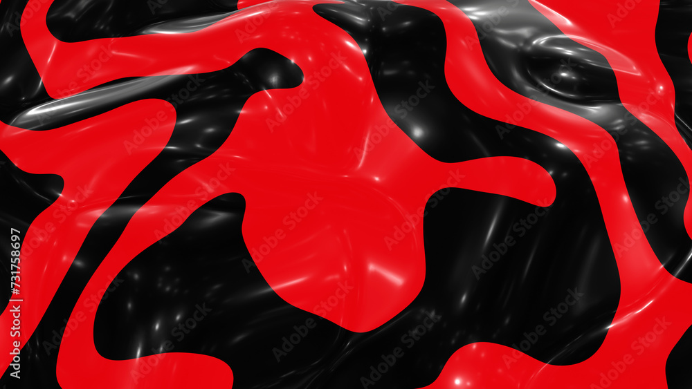 Poster black and red glossy and curvy background in 3d rendering