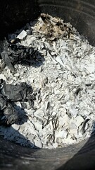 Ashes after being cremated