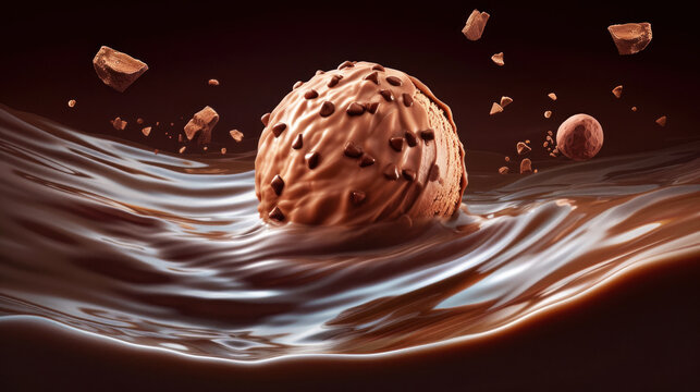 Ice cream in chocolate river