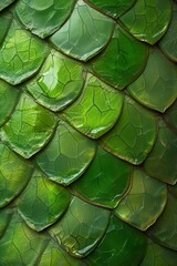 Close-up of green crocodile skin texture, showing intricate patterns and scales.
