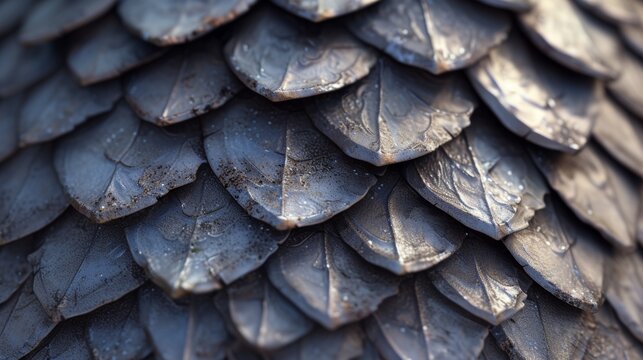 Platinum dragon scale pattern close-up - luxury background texture for wallpaper.