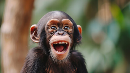 funny monkey. Comical animal making a funny face that's impossible not to chuckle at. Funny smiling animal. Perfect for lighthearted and amusing design projects.