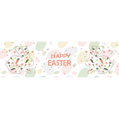 Happy Easter banner.Modern minimal style. Horizontal poster, greeting card, header for website.