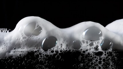 soap foam and lather isolated on a black background - obrazy, fototapety, plakaty