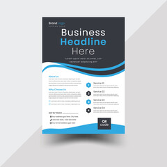 Free Modern Blue and black business Flyer Design Template

