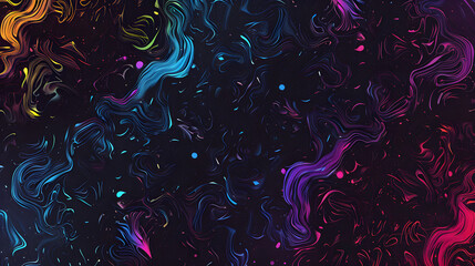 Black background wallpaper with minimalistic neon light vibrant colorful color motion waves, futuristic tech concept