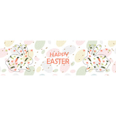 Happy Easter banner.Modern minimal style. Horizontal poster, greeting card, header for website.