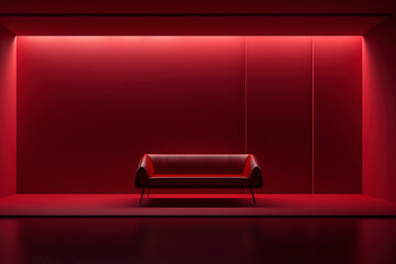 A deep Crimpson Room background with a sofa. (Generative AI)