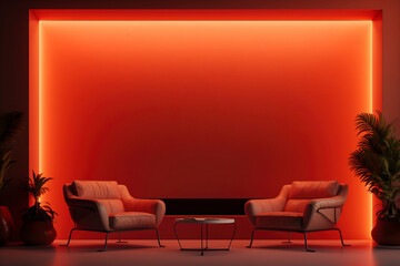 Fototapeta premium A fiery red room background with dynamic lighting. (Generative AI)