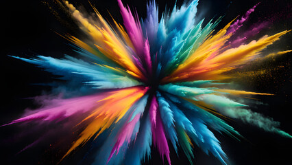  illustration artwork of an explosion of colored powder Generative Ai