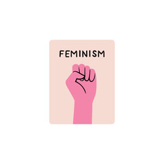 Sign &mdash; the fist dedicated to women's rights and equality. Sticker dedicated to feminism &mdash; the feminist sign. Stylish and vector illustration for International Women's Day.