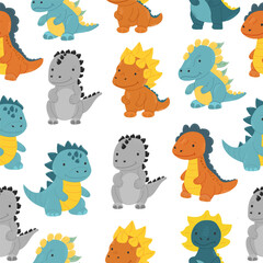 Fototapeta premium Cute dinosaur. Seamless pattern. Background. For printing on textiles, postcards.