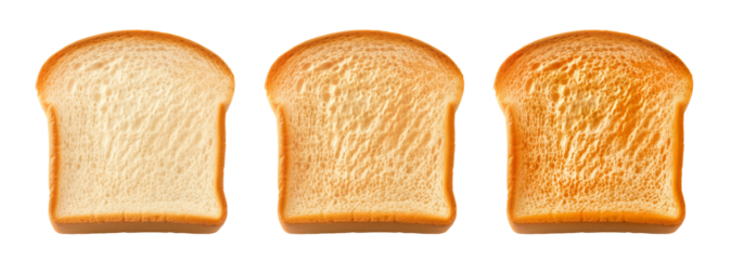 Set of sliced roasted toast bread isolated on transparent or white background, png
