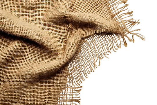 Burlap texture. A piece of torn burlap on transparent background