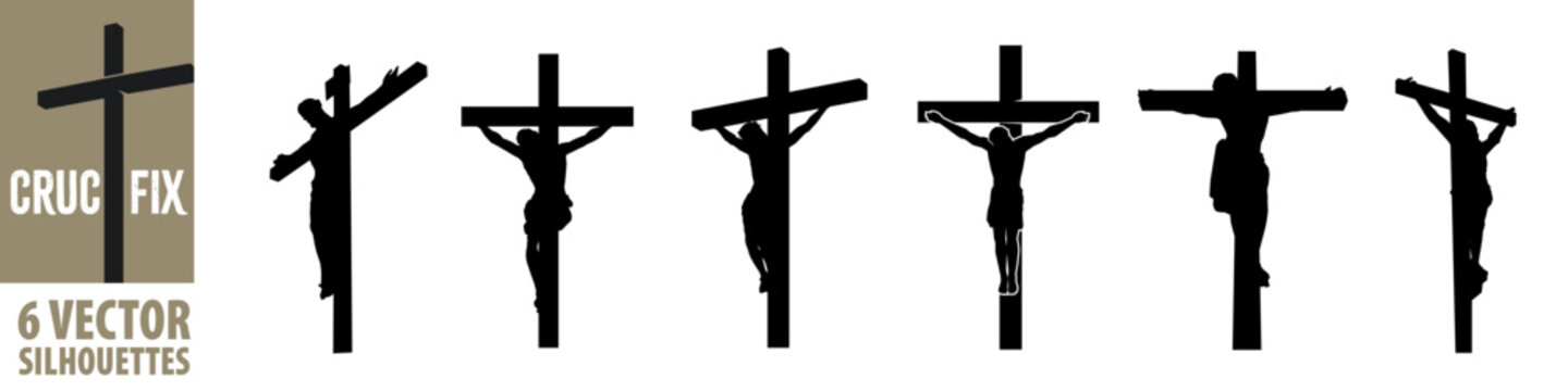 Crucifix silhouette set. Cross sign.