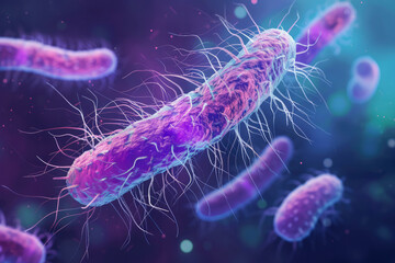 Common bacterial culprits include Salmonella, Escherichia coli (E. coli), Campylobacter - obrazy, fototapety, plakaty