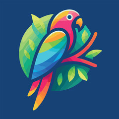 Vector parrot bird gradient colorful logo design, Generative Ai