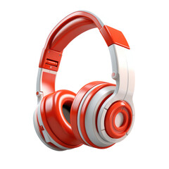 red 3D headphones, white background clip art