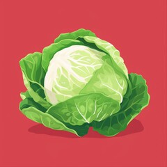 Obraz premium one cabbage illustration.