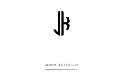 JK or KJ Minimal Logo Design Vector Art Illustration