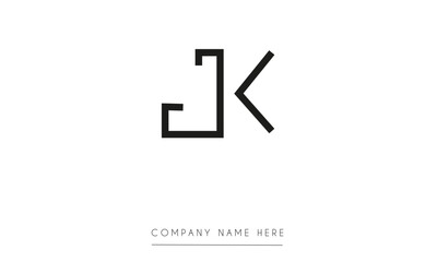 JK or KJ Minimal Logo Design Vector Art Illustration