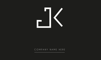 JK or KJ Minimal Logo Design Vector Art Illustration