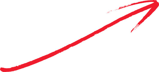Red arrow simple design, hand-drawn style thick lines, bold color minimalist illustration, directional symbol, graphic element striking visual, dynamic shape