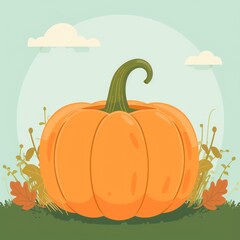 Naklejka premium one pumpkin illustration.