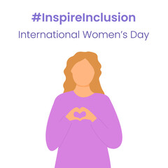 Inspire Inclusion slogan International Women's Day 8 march 2024. Iwd world campaign. Vector woman's characters on white background
