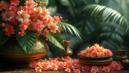 Indian Traditional flower decoration, Indian festival garland. Ugadi background