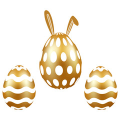 Golden and white color Easter eggs set