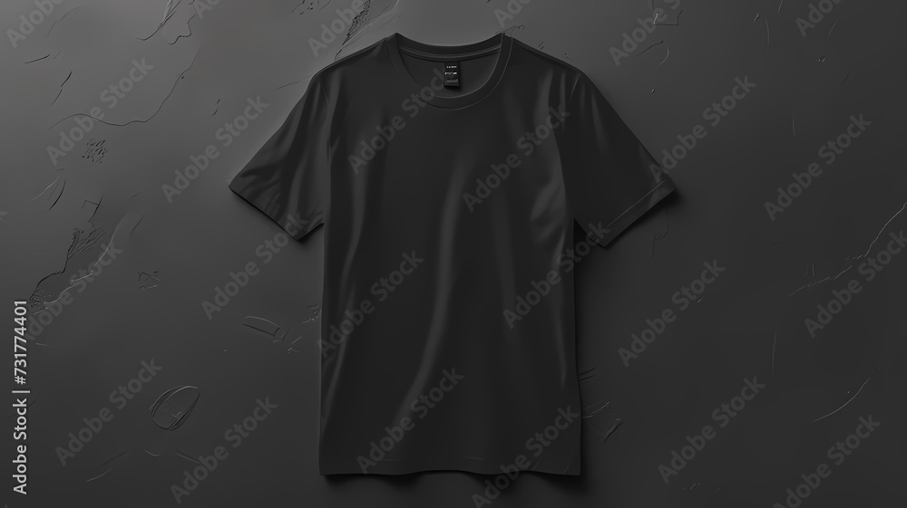 Wall mural Black T-Shirt Laid Flat for Product Mockup Design, Branding, Advertising, and Creative Design - Wall murals