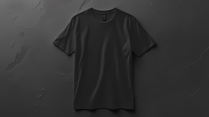 Black T-Shirt Laid Flat for Product Mockup Design, Branding, Advertising, and Creative Design