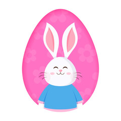 Cute easter bunny in an easter egg