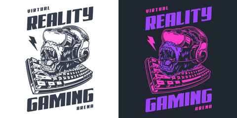 VR games vintage style flyer © DGIM studio