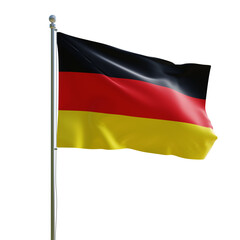 3d render PSD Germany realistic flag with pole