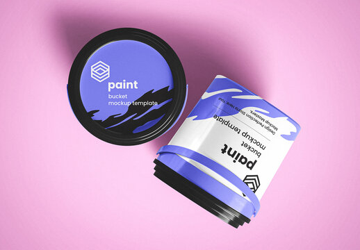 Set of Two Paint Buckets Mockup top View