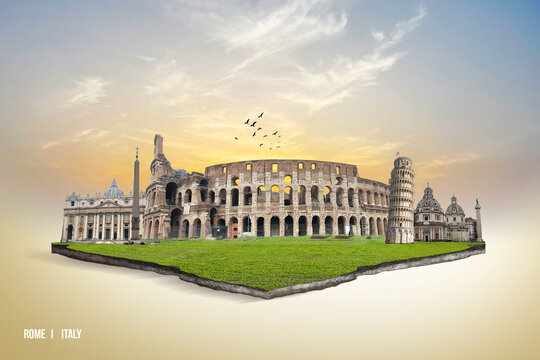 Rome city of Italy concept background. stunning wallpaper of Italy- Tourism concept 