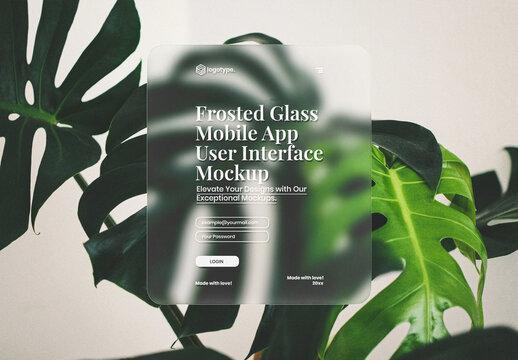 Square User Interface Frosted Glass Mockup