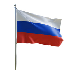 3d render PSD Russia realistic flag with pole