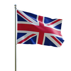 3d render PSD United Kingdom realistic flag with pole