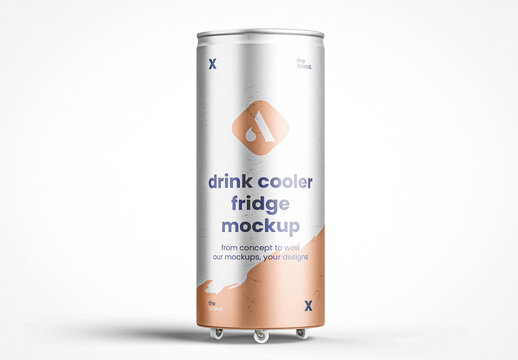 Drink Cooler Fridge Mockup on Wheels