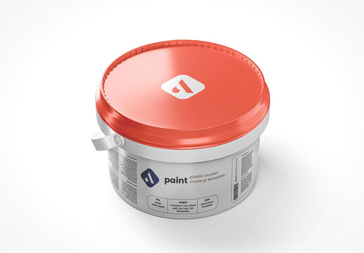 Large Plastic Paint Bucket Mockup